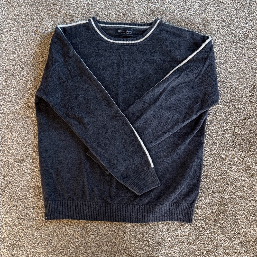 Barefoot Dreams CozyChic Ultra Lite Contrast Stripe Pullover like NEW size Med